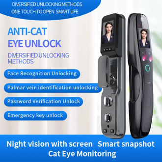 Smart face Fingerprint Door Lock Security face & camera monitor Intelligent Lock Biometric Electronic Door Lock With APP Unlock