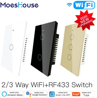 Smart Glass Panel Switch Smart Life/Tuya App Multi-Control Association, Voice Control with Alexa,Google Home,1/2/3 Gang