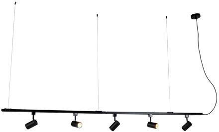 Smart hang railsysteem zwart 1-fase incl. 5 Wifi GU10 - Jeana