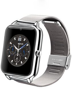 Smart Horloge Alarm Oproep Herinnering Sport Roestvrijstalen Horloge Ondersteuning Tf Sim Multi-Taal zilver