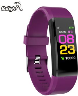 Smart Horloge Bluetooth Polsbandje Smart Armband ID115 Plus Sport Hartslagmeter Horloge Activiteit Fitness Tracker Slimme Band Paars