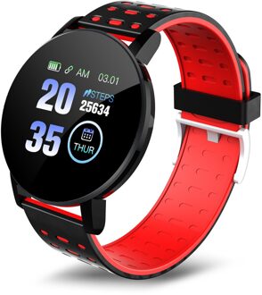 Smart Horloge Mannen Bloeddrukmeting Vrouwen Armband Smart Sport Fitness Tracker Bluetooth Verbinding Wekker rood