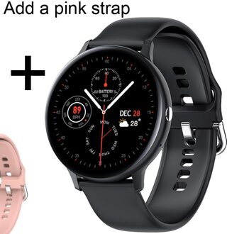 Smart Horloge Mannen Bluetooth Call Spelen Muziek Fitness Armband Smartwatch Vrouwen IP67 Full Touch Sport Digitale Horloge Voor Android Ios Add roze strap