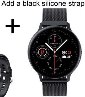 Smart Horloge Mannen Bluetooth Call Spelen Muziek Fitness Armband Smartwatch Vrouwen IP67 Full Touch Sport Digitale Horloge Voor Android Ios zwart staal add zwart