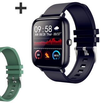 Smart Horloge Mannen Custom Dial Bluetooth Call Sport Fitness Armband IP67 Waterproo Muziek Controle Full Touch Horloge Smartwatch Vrouwen Add a groen strap
