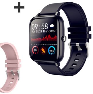 Smart Horloge Mannen Custom Dial Bluetooth Call Sport Fitness Armband IP67 Waterproo Muziek Controle Full Touch Horloge Smartwatch Vrouwen Add a roze strap