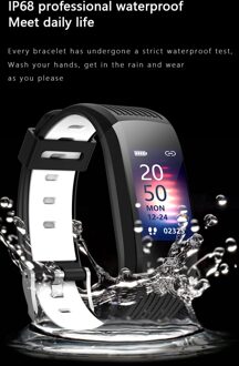 Smart Horloge Voor Android En Ios Telefoons IP68 Waterdichte Smartwatch Stappenteller Bloeddrukmeter Stap Tracking zwart wit