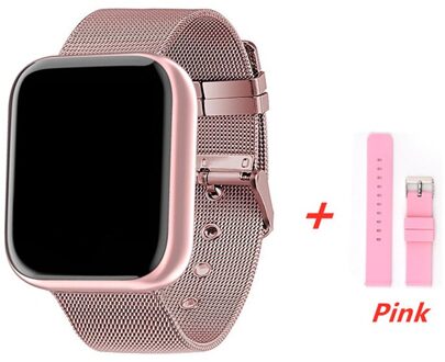 Smart Horloge Vrouwen Mannen Sport Bluetooth Smart Band Hartslagmeter Bloeddruk Fitness Tracker Armband Voor Android Ios add staal roze