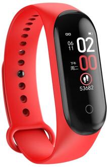 Smart Horloge Waterdicht Sport Stappenteller M4 Smart Band Smart Armband Sport Fitness Hartslagmeter Running Tracker Rood