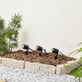 Smart LED buitenspot Nymo, CCT, RGB, Tuya, set van 3 zwart, transparant