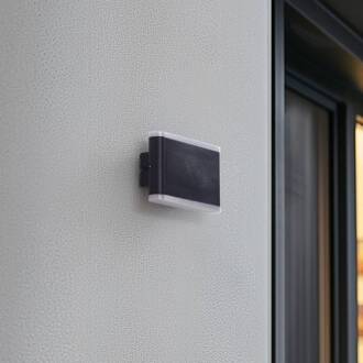 Smart LED buitenwandlamp Elvi, CCT, RGB, Tuya, IP54 zwart, opaal