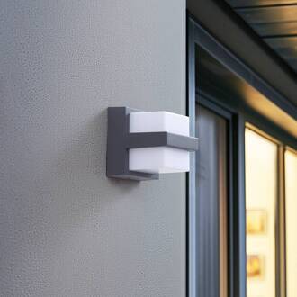 Smart LED buitenwandlamp Fyra hoekig CCT RGB Tuya donkergrijs, opaal