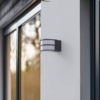 Smart LED buitenwandlamp Fyra, rond, CCT, RGB, Tuya donkergrijs, opaal