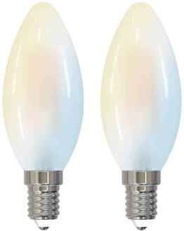 Smart LED druppellamp set van 2 E14 4.2W CCT helder Tuya wit mat