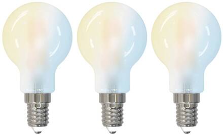 Smart LED druppellamp, set van 3, E14, 4.2W, mat, Tuya wit mat