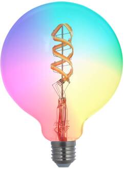 Smart LED, E27, G125, 4W, RGB, Tuya, wifi, helder, CCT duidelijk