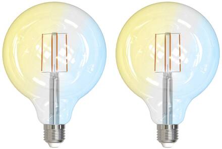 Smart LED Filament set van 2 E27 G125 7W helder Tuya duidelijk