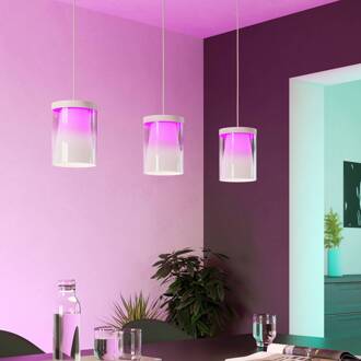 Smart LED hanglamp Chiusello-Z, wit, metaal helder, wit