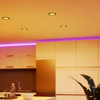 Smart LED-inbouwlamp Fueva 6-Z, zwart, Ø12cm zwart, wit