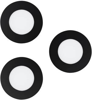 Smart LED-inbouwlamp Fueva-Z, zwart, 3-pack zwart, wit