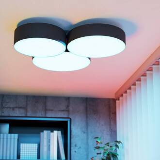 Smart LED plafondlamp Barbano-Z, zwart zwart, wit