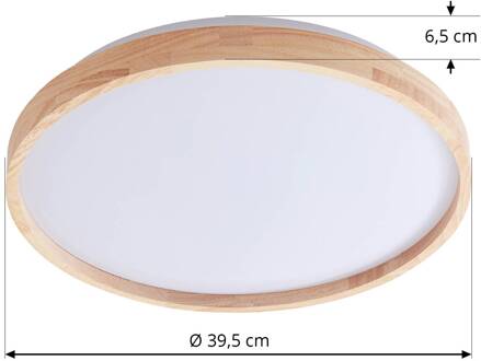 Smart LED plafondlamp Mirren hout Ø39,5cm CCT Tuya wit, licht hout