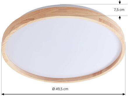 Smart LED plafondlamp Mirren hout Ø49,5cm CCT Tuya wit, licht hout