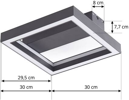 Smart LED plafondlamp Tjado, 30 cm, zwart, Tuya zwart, wit