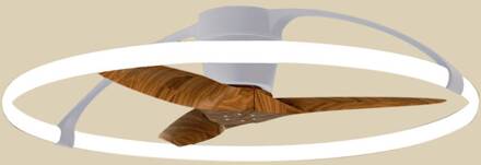 Smart LED plafondventilator Nepal, zilver/notenhout, DC, stil zilver, notenhout