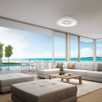 Smart LED plafondventilator Tibet, wit, DC, stil, Ø 65 cm