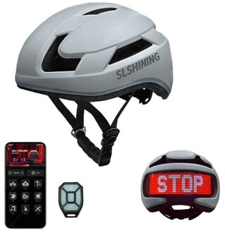 Smart LED Riding Helmet with Light Speedometer Remote Control Support BT App Programming White