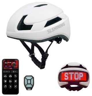 Smart LED Riding Helmet with Light Speedometer Remote Control Support BT App Programming White