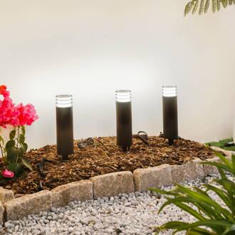 Smart LED sokkellamp Kaelo, CCT, RGB, Tuya, 3 stuks zwart, opaal