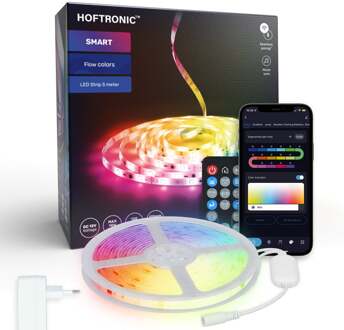 Smart LED Strip 5m - RGB Flow Color - WiFi + Bluetooth - Transparant