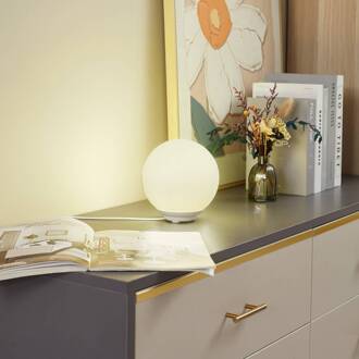 Smart LED tafellamp Cosmia, wit, glas, Tuya wit mat