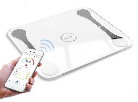 Smart Lichaamsvet Schaal Bluetooth Balance Test Body Datum Bmi Gezondheid Gewicht Weegschaal Monitor Led Display wit Use accu