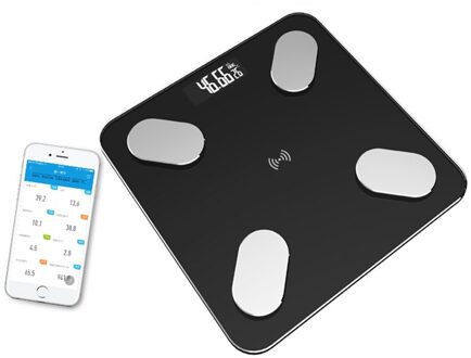 Smart Lichaamsvet Schaal Bluetooth Balance Test Body Datum Bmi Gezondheid Gewicht Weegschaal Monitor Led Display zwart Use accu