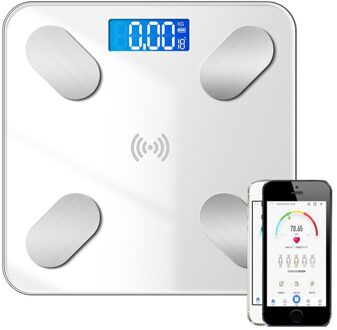Smart Lichaamsvet Schaal Lcd Digitale Draadloze Bluetooth Reciver Bmi Gewicht Monitor Gezondheid Analyzer Fitness Afvallen Gereedschappen Schaal A-wit