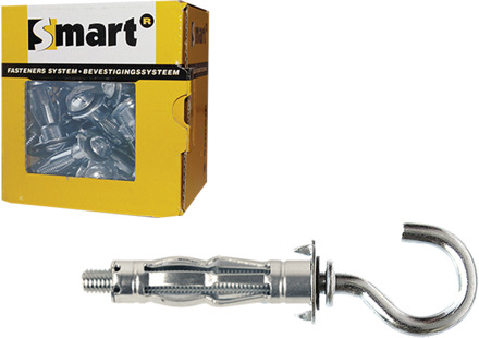 SMART | Metaal hollewandplug +open haak M4x38 Zn SM0HWC001040038E