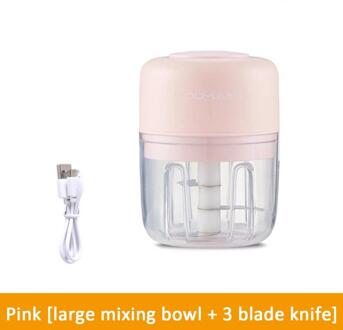 Smart Mini Elektrische Voedsel Knoflook Crusher Vleesmolen Plantaardige Chopper Rasp Kruiden Spice Maker Keuken Accessoires Gereedschap 250ml roze