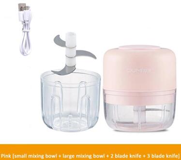 Smart Mini Elektrische Voedsel Knoflook Crusher Vleesmolen Plantaardige Chopper Rasp Kruiden Spice Maker Keuken Accessoires Gereedschap dubbele roze