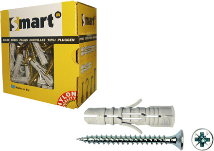 SMART | plug nylon grijs +schroef VK Ø 5x45 | 50 st SM0PUSN0108050045E