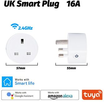 Smart Plug Wifi Socket Eu 16A Power Monitor Timing Functie Tuya Smartlife App Controle Werkt Met Alexa Google Assistent 2 stk / UK plug