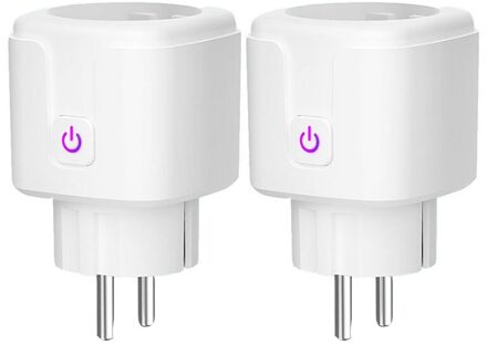 Smart Plug Wifi Socket Power Monitor Timing Functie Tuya Smartlife App Controle Voor Alexa Google Wit 2 Pack Eu Plug