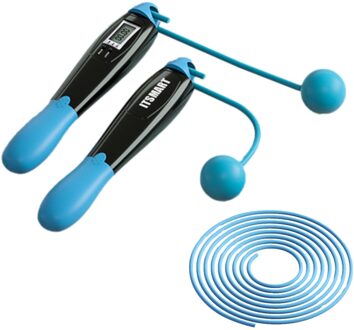 Smart Springtouw Digitale Skipping Touwen Met Anti-Slip Hand Grip Snelheid Springtouw Met Teller Fitness Entertainment blauw