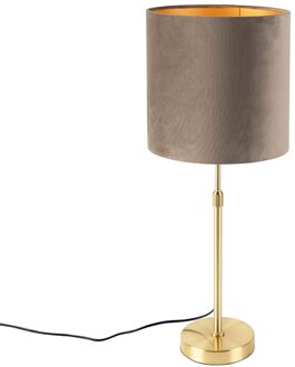 Smart tafellamp goud met velours kap taupe 25 cm incl. Wifi A60