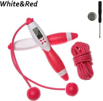 Smart Tellen Volwassen Fitness Springtouw Met Professionele Elektronische Teller Springen Draad Workout Apparatuur wit-rood