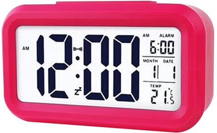Smart Temperatuur Wekker Led Display Digitale Backlight Kalender Desktop Snooze Mute Elektronische Wekker Batterij roos rood
