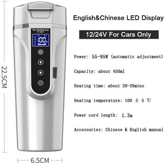Smart Universele Reizen Verwarming Cup Water Fles Touch Auto Thermosfles Digitale Display Geïsoleerde Beker 12/24/220V nieuw 12-24V wit