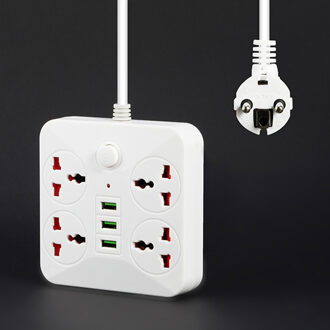 Smart Usb Power Strip Socket Eu Plug Adapter 4 Outlet 3 Port Usb Charger Stopcontact-2 M Power cord Wall Charger Adapter